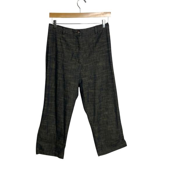 Timbuktu Station Vintage 90s Charcoal & Tan Cross Hatch Cropped Pants - Size 2 - Picture 1 of 8